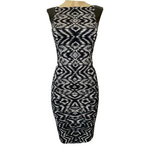 Sportmax Dress Sleeveless Crew Neck Black Gray Leather Trim Formfitting …